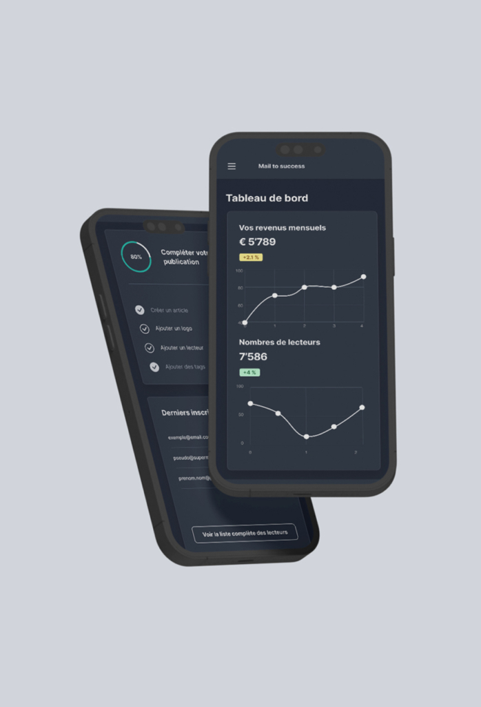 Vues mobile de l'application